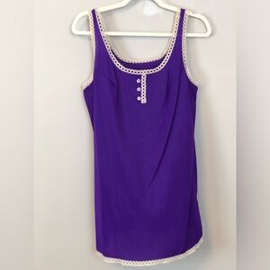 VINTAGE 70’s Purple Lace Trim Night Top sz M